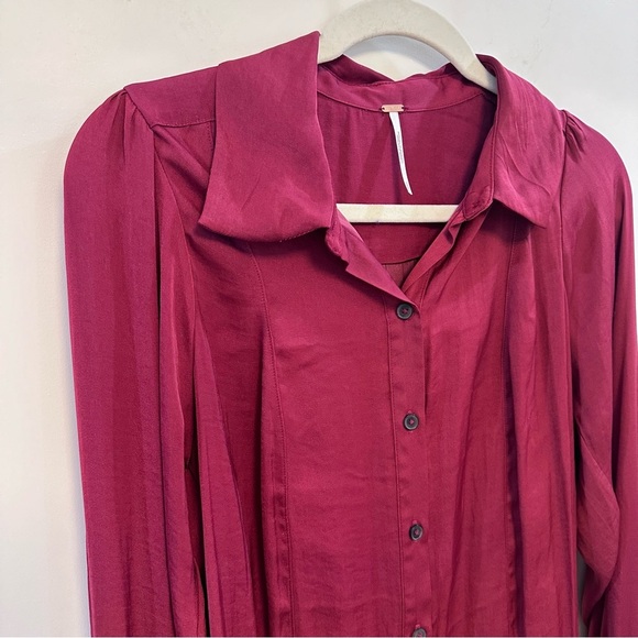 FREE PEOPLE magenta long sleeve button down shirt - Picture 4 of 5